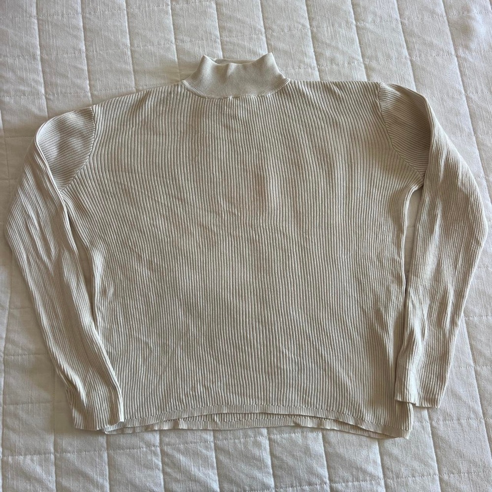 Coldwater Creek Cream Long Sleeve Knit Top Cottagecore Size M